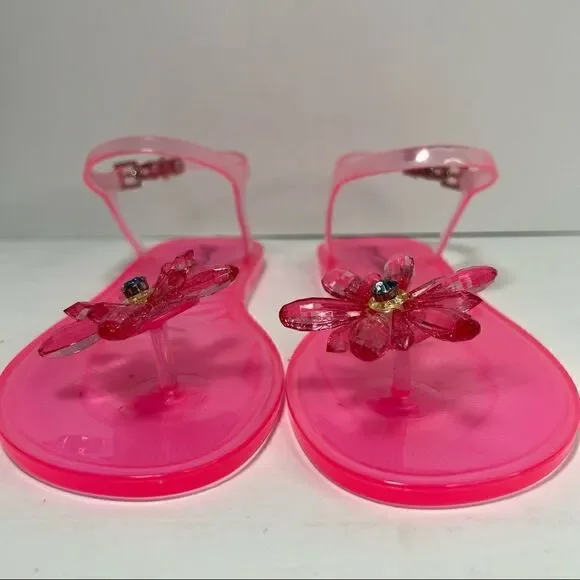 Betsey Johnson Sarai Pink Jelly Daisy Sandals 9 - Picture 2 of 8